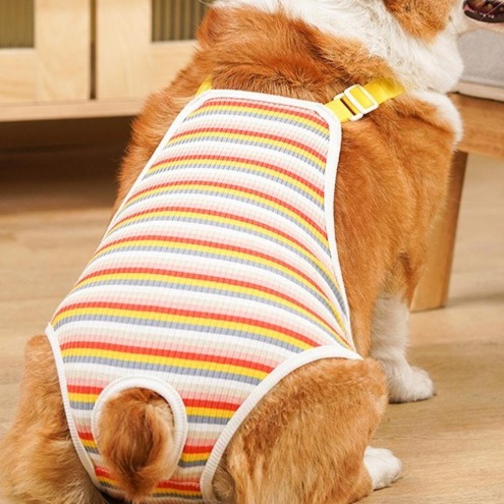 Adjustable Straps Female Dog Underwear Stripe Pet Safety Trousers Dog Underwear  Pet Heat Cycle