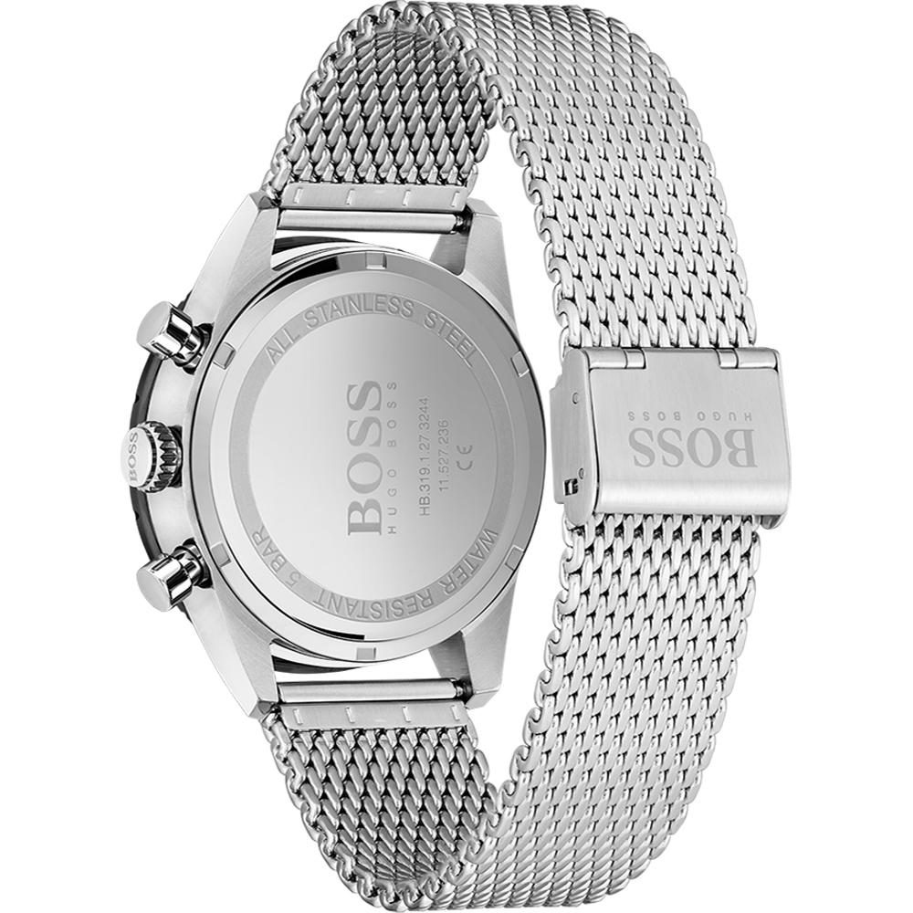 BOSS Pilot Edition Black Dial Silver Stainless Steel Mesh Bracelet Men's Quartz Watch 1513886