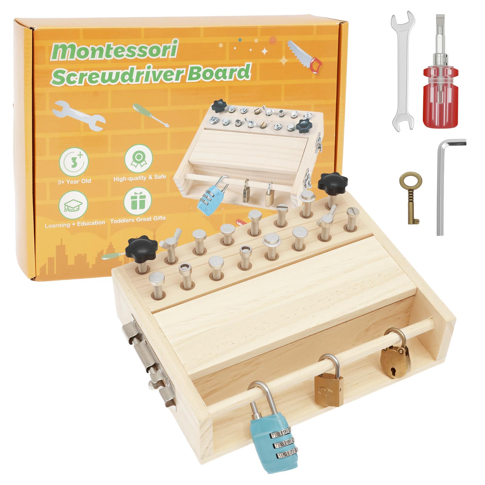 

Монтессори Доска с отвертками Развивающая сенсорная игрушка Дошкольная деревянная игрушка Деревянная развивающая игрушка для малышей Игрушка для развития навыков светло-коричневого