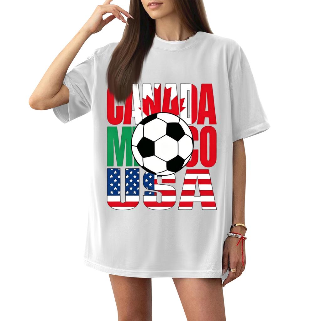 Women's Casual Short Sleeve T-Shirt Letter Print Soccer Graphic Loose Fit Lightweight Crew Neck Top for Everyday Wear