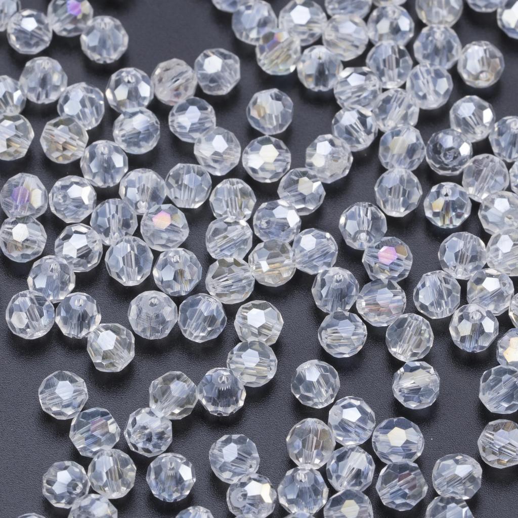 3 4 6 8mm AB color Round Crystal Beads Faceted Transparent Glass Bead Loose Spacer Bead for Jewerly Making DIY Bracelet Necklace