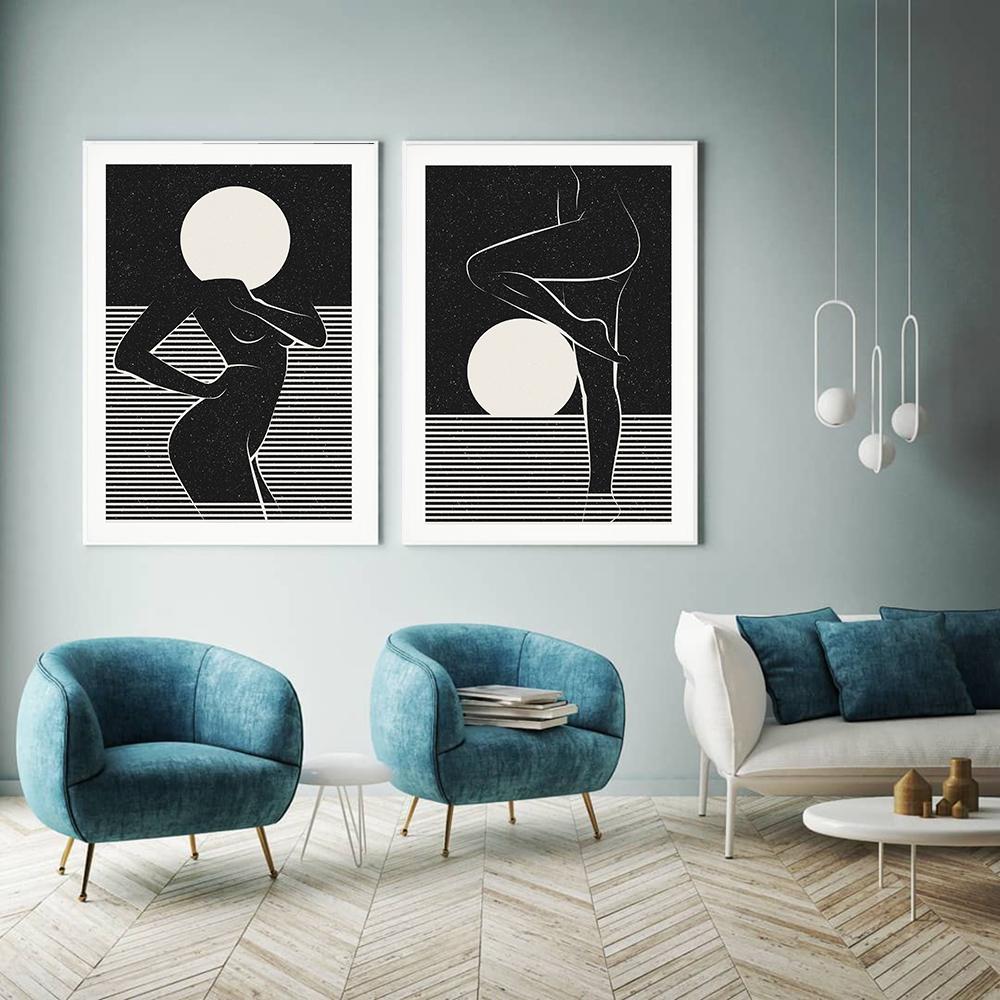 Abstract Nude Woman Silhouette Sensual Art Print Naked Body Figure  Modern Boho Female Poster Canvas Painting Wall Decor