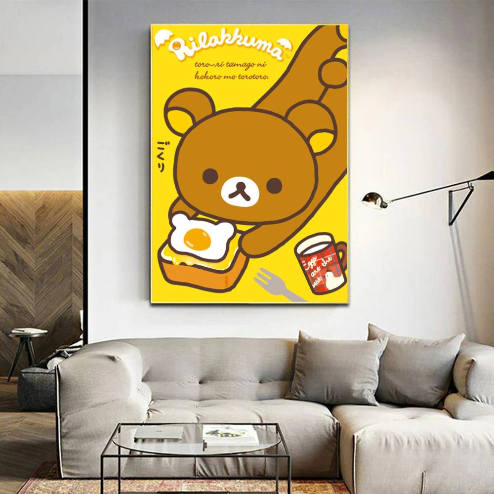 Japan Anime Cute Cartoon Rilakkuma Classic Vintage Posters Decoracion Painting Wall Art White Kraft Paper Kawaii Room Decor