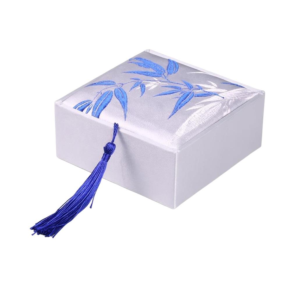 Chinese Style Vintage Tassel Jewelry Box Bamboo Leaves Damask Jewelry Storage Box High-quality Jewelry Packaging Box