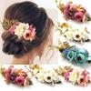 Cloth Floral Hair Comb Simulated Flower Hair Accessories Bohemian Bridal Hairpin Seaside Vacation