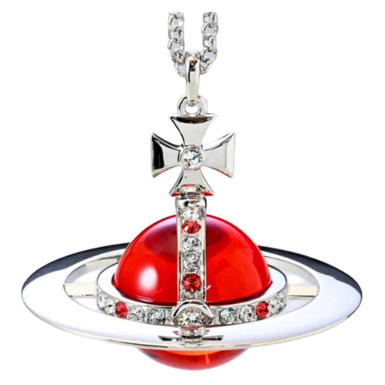 Vivienne Westwood Giant Orb Limited Edition Saturn Transparent Giant Ball Necklace Unisex necklace Red 6302034202P182CN001