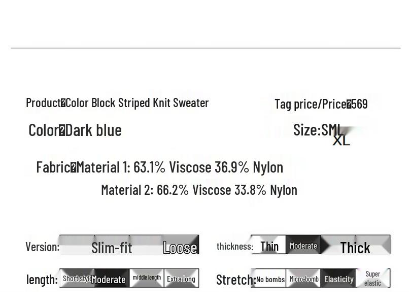 Gestreifter Rundhals-Strickpullover im französischen Stil für Damen