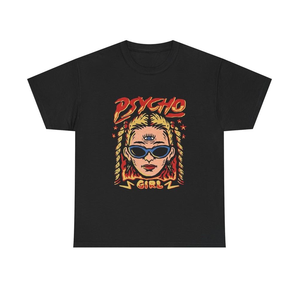 Psycho Girls Cartoon Graphic T Shirt Unisex Heavy Cotton Tee