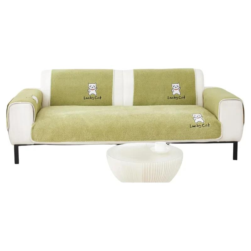 Wool Sofa Cushion Wholesale Simple Modern Plush Padded Cushion Autumn and Winter Lamb Wool Non-slip Sofa Cover
