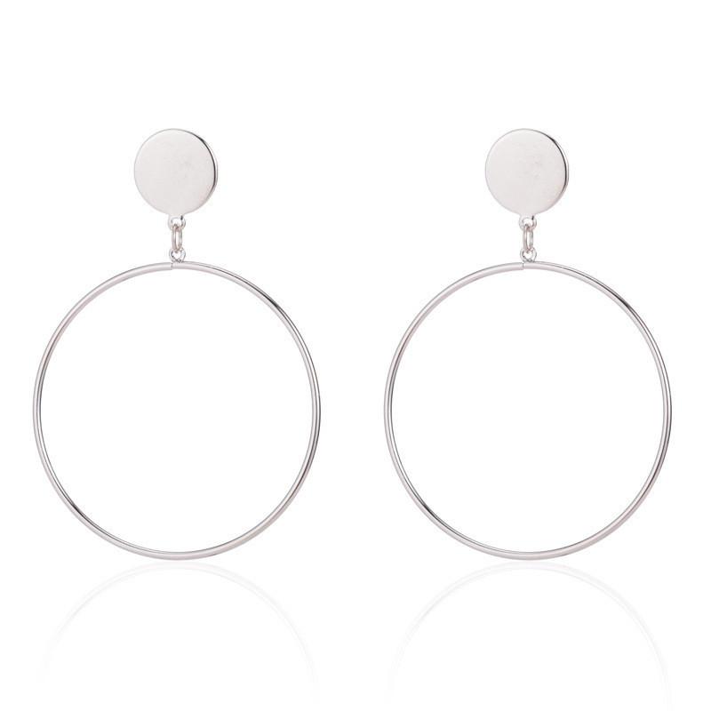 Alloy Stylish Womens Hoop Earrings Modern Geometric Shape Accessory Statement