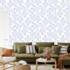 Wallpaper Flowers White, Light Gray and Blue for Living Room and Bedroom 50x1000