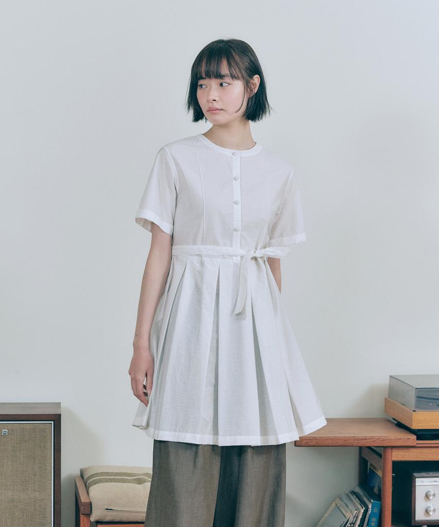 Mallen Pintuck Shirt Dress White