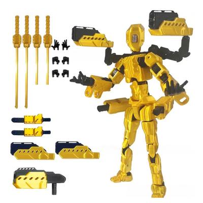 3D Printed Action Figure with Accessories Articulated Dummy Figurine with Movable Joints
