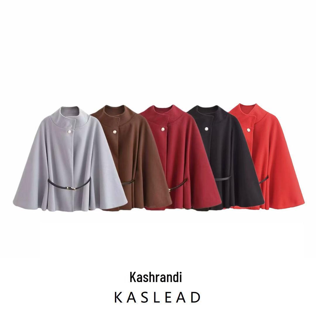 

2024 Winter Women s European & American Style Batwing Sleeve Waist-Tied Coat Extra Small чёрный
