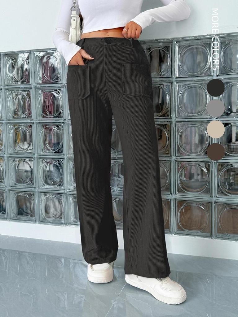 2025 European & American Fashion Straight-Leg Pants with Pockets