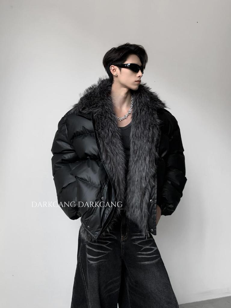 Men's Winter Fur Collar Rococo Leather Cotton Jacket