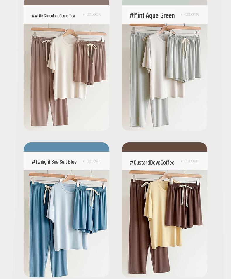 2024 Women's Loose Modal Three-Piece Pajama Set: Breathable & Comfortable for Spring/Summer, Versatile Indoor/Outdoor Wear