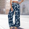 Women's Printed Wide Leg Pants With Pockets High Waist Drawstring Loose Casual Pants