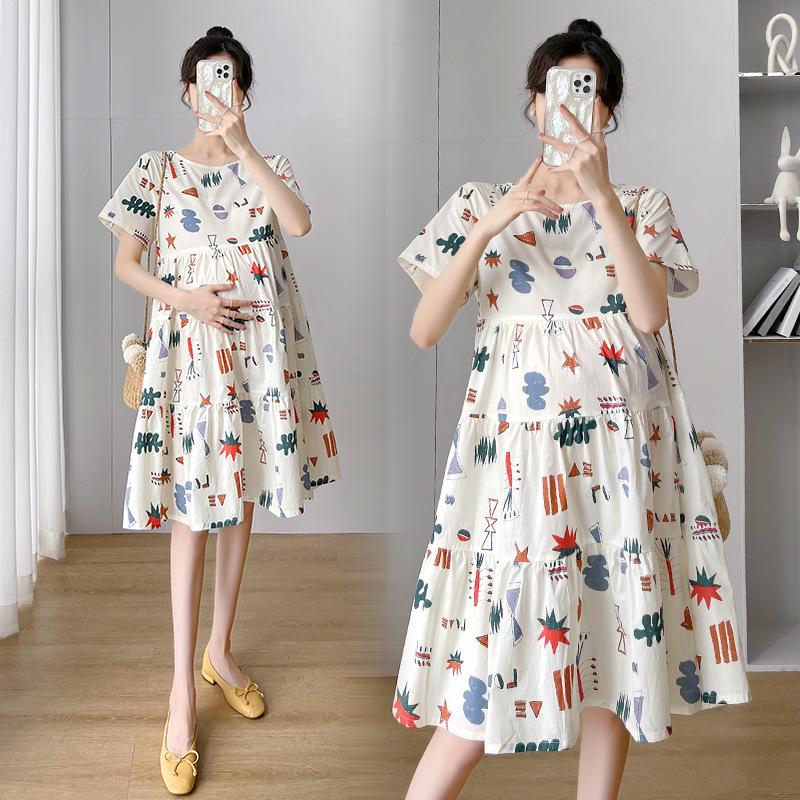 

2024 Trendy Loose Summer Maternity Dress Large