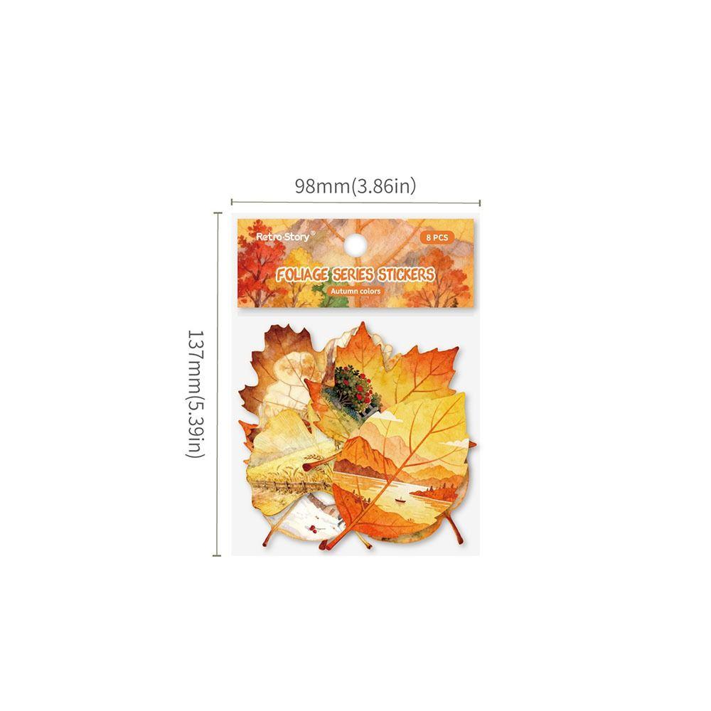 8pcs/Set New DIY Leaves Stickers Observing Leaves Adhesive Stationery Stickers Decorative Sticker Scrapbooking Diary Planner