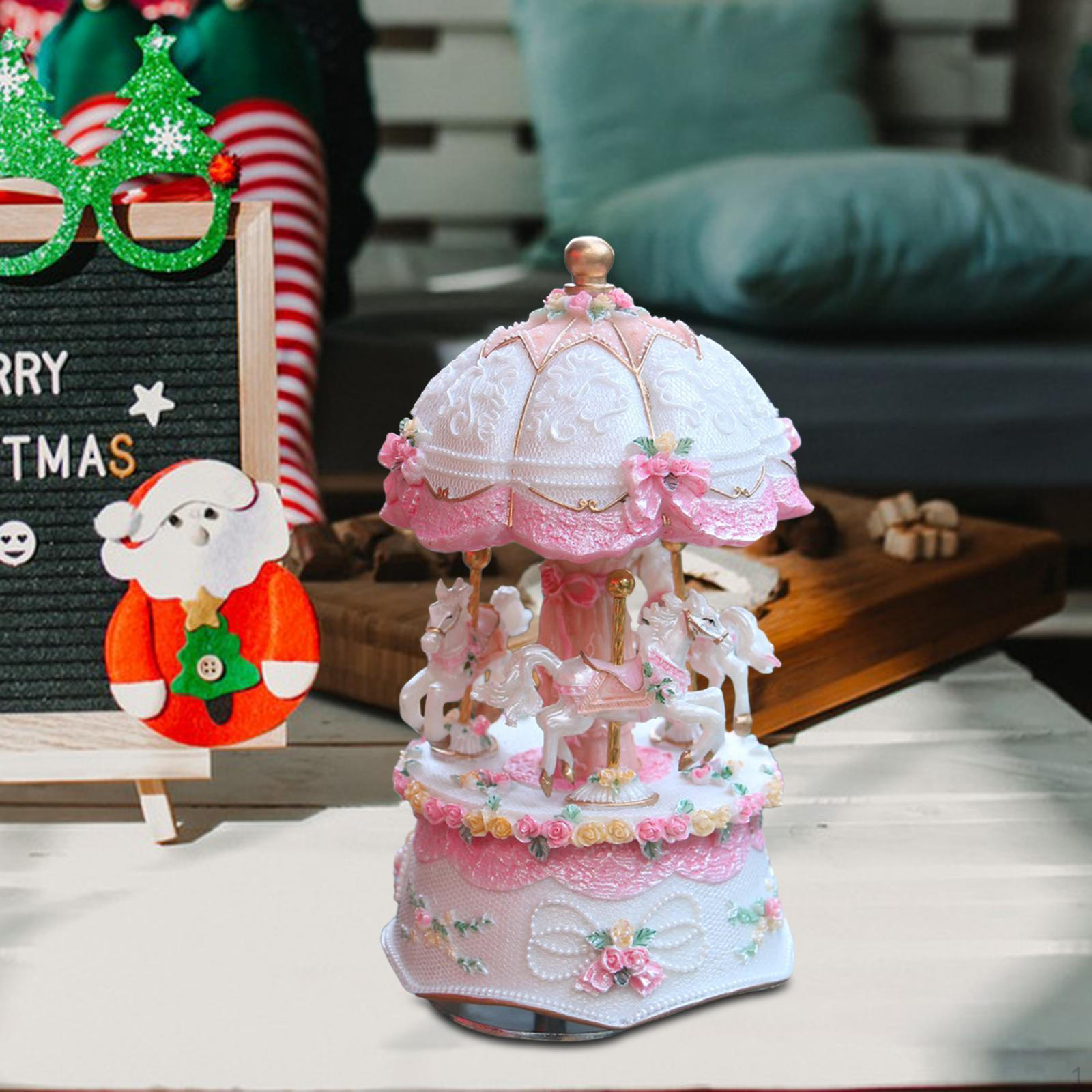 Музыкальная шкатулка Лошадка-карусель, Подарок на день рождения, Декоративный элемент, Светодиодная подсветка, Вращающийся, Музыкальный, Коллекционный