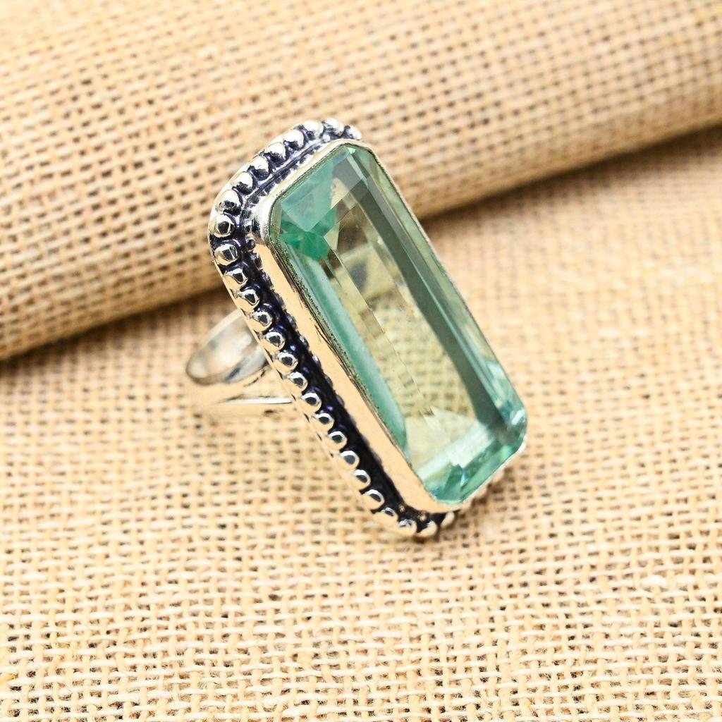 Aqua Apatite Gemstone Handmade 925 Solid Sterling Silver Jewelry Ring For Wedding Gift