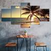 Sunset Beach Coconut Tree Canvas 5 Piece Five Panel Print Modern Wall Art Poster Picture Home Decor Gift For Him For Her
