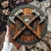 TOTNTUR 8 Inch Vintage Viking Crossed Axes Metal Wall Sign Aluminum Art Home Bar Cafe Decor