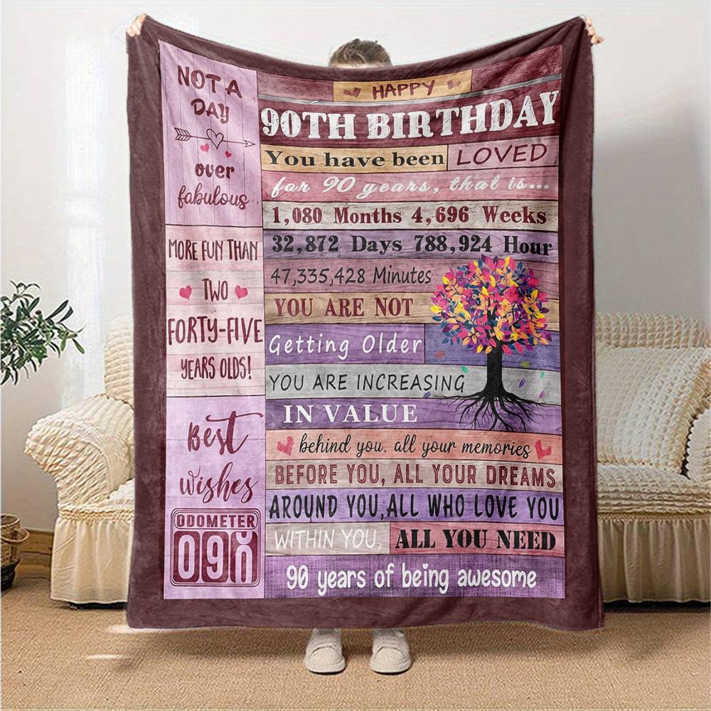 90Th Birthday Celebration Cozy Blanket Soft Warm Cozy Great for Sofa Couch Office Bed Picnics Four Seasons Universal Stylish Y27