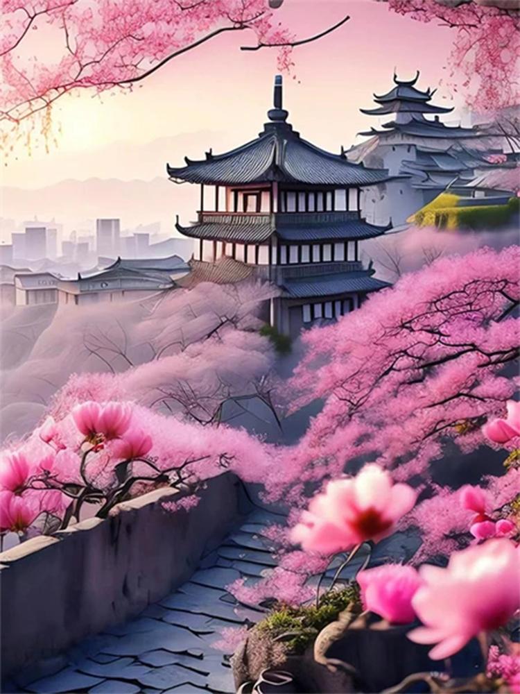 

Красочное японское дерево сакуры 5D DIY алмазная живопись вышивка полный дом вышивка крестом орхидея мозаика украшение дома Full Round 20x30CM