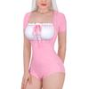 LittleForBig Adult Romper [Classic Lolita] Cotton Pajamas with Ribbon Bow, Bodysuit, Pink, Size L