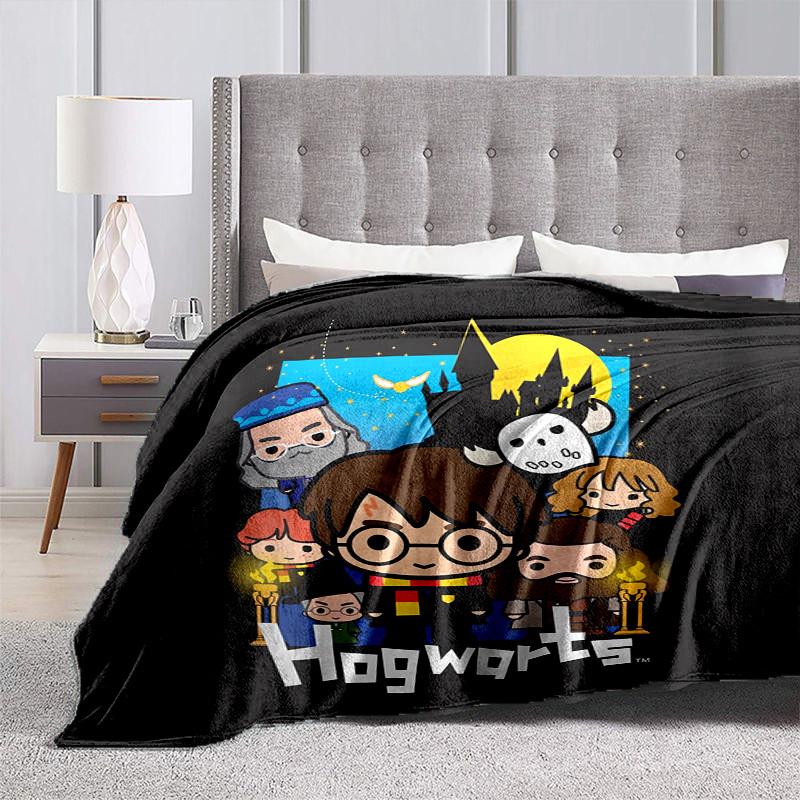 1pc Hogwarts Chibi Characters Cartoon Blanket,Portable Throw for Travel & Camping, All Season Cozy Blanket,Ideal Gift