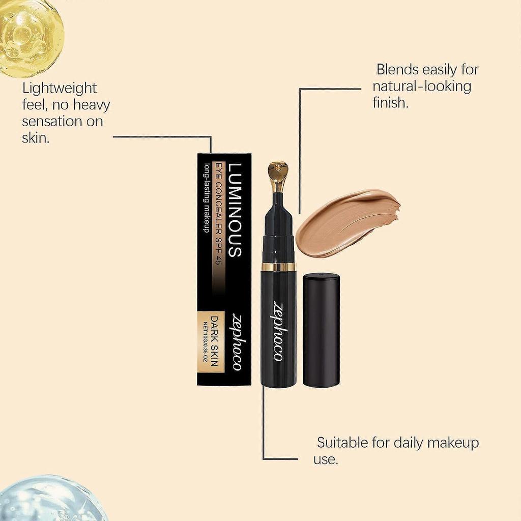 Zephoco Dark Skin Light Eye Concealer Daily Matte Natural Anti-Rub No Makeup Eye Concealer