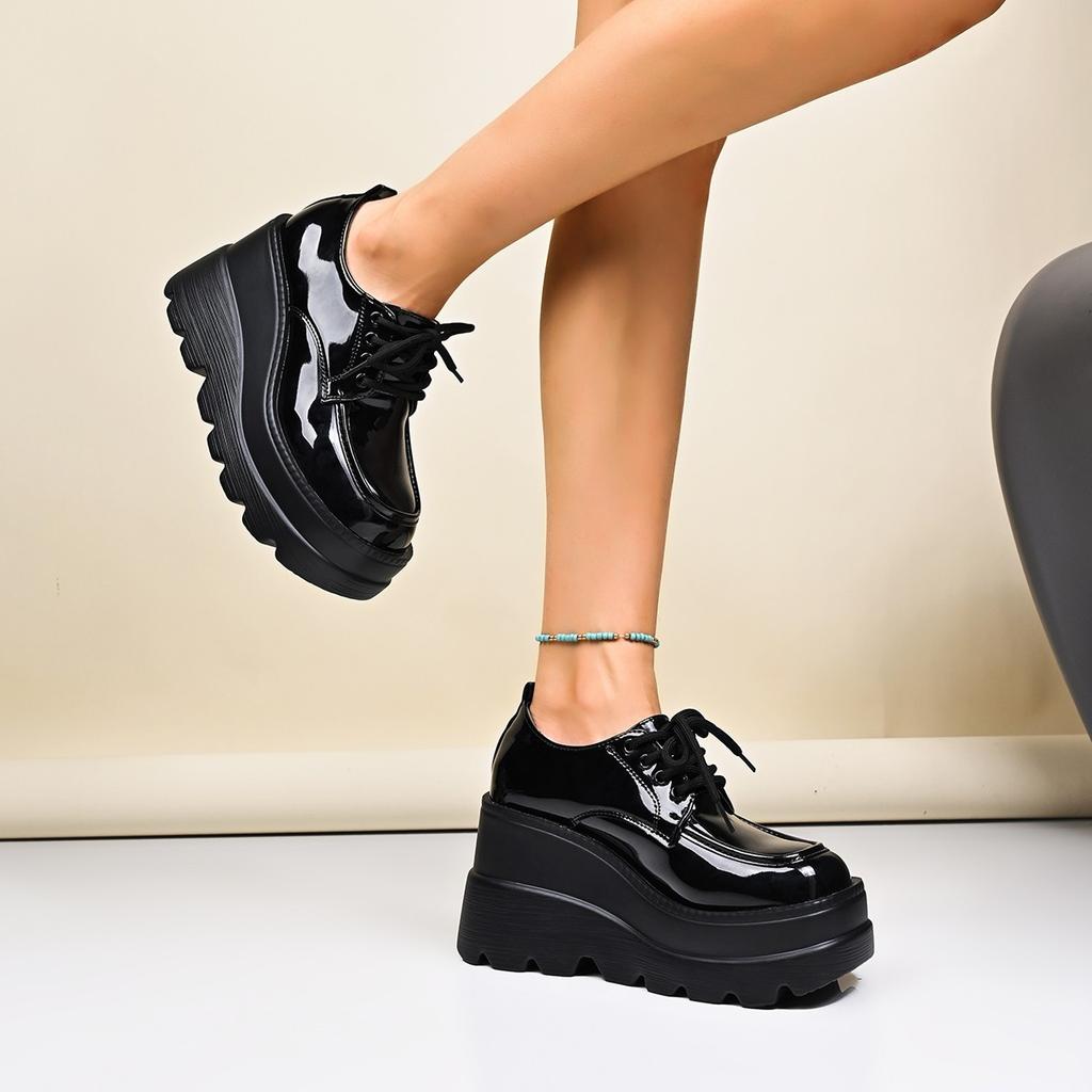 Heightening Shoes, Women's Platform Plus Size Shoes, Fat Feet, Versatile Boots for Autumn and Winter, Women's Fashion Muffin-sole Martin Boots