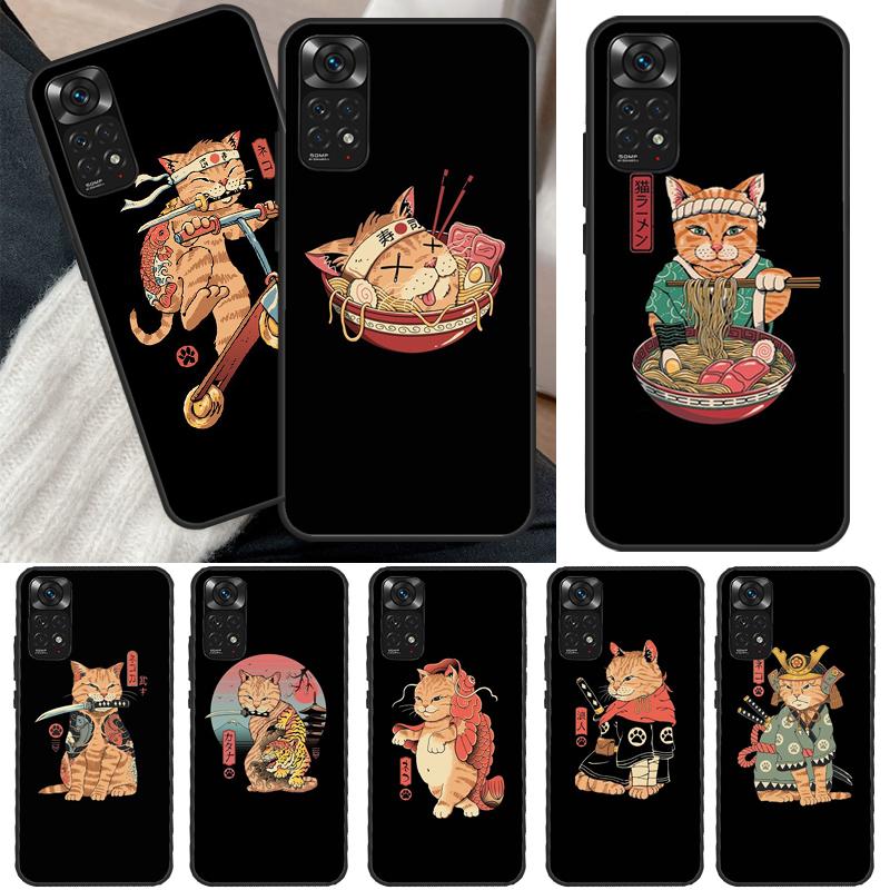 

Чехол Ukiyo-e Samurai Cat Neko Ramen для Xiaomi Redmi Note 11 Pro 8 9 11S 10S 9S Note 10 Pro, чехол для Redmi 10 10C 9A 9C