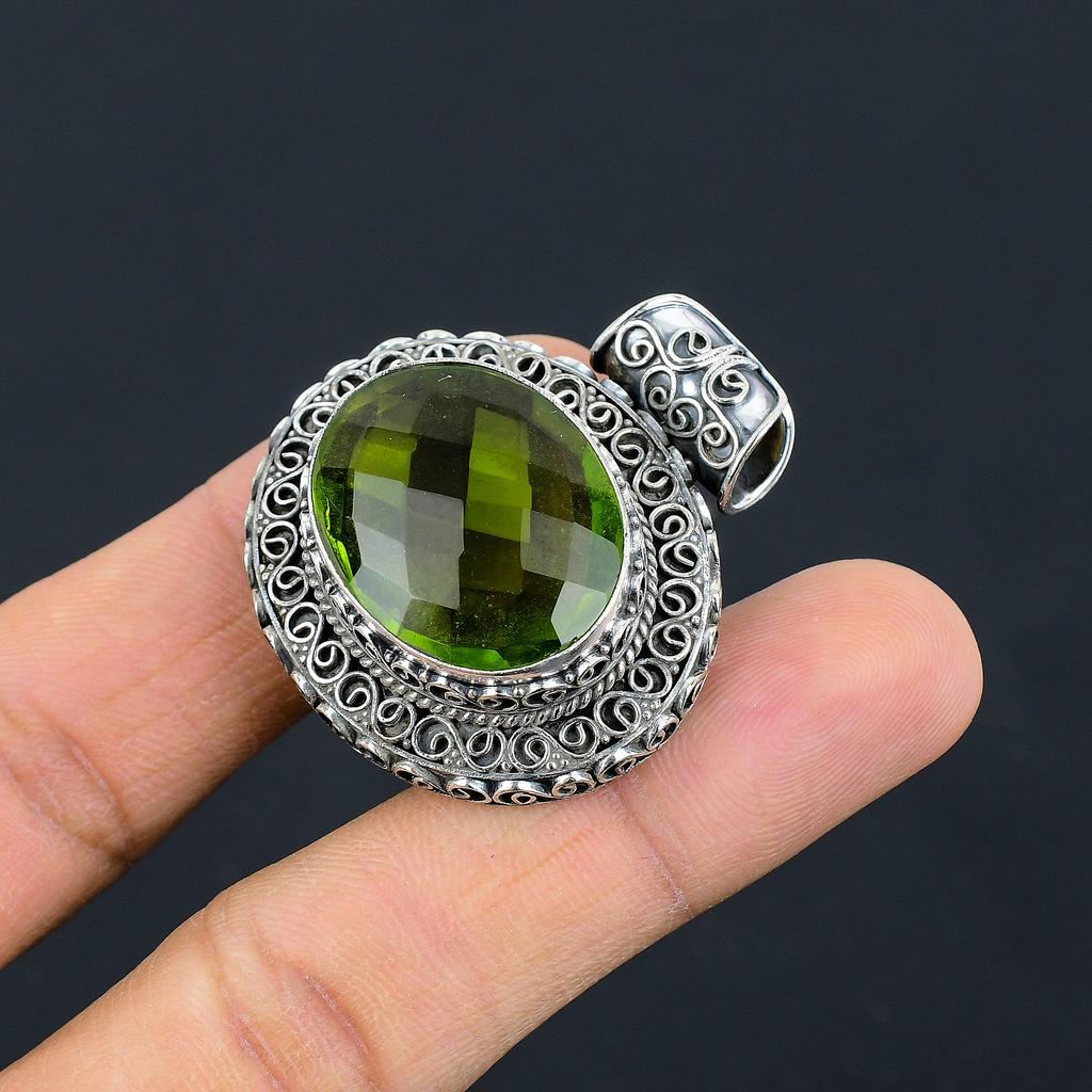 Peridot Handmade 925 Sterling Silver Gift Jewelry Pendant 1.51" O4O68