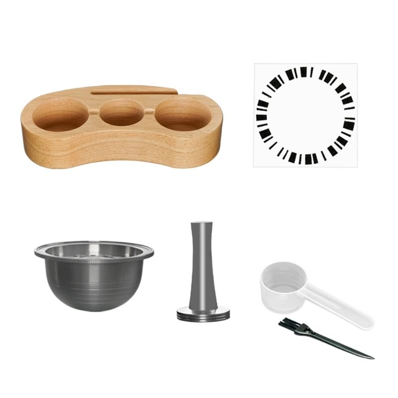 Coffee Pods Holder Coffee Powder Tamper and Refill Base Stainless Steel Texture Suitable for Compact Storage Solution