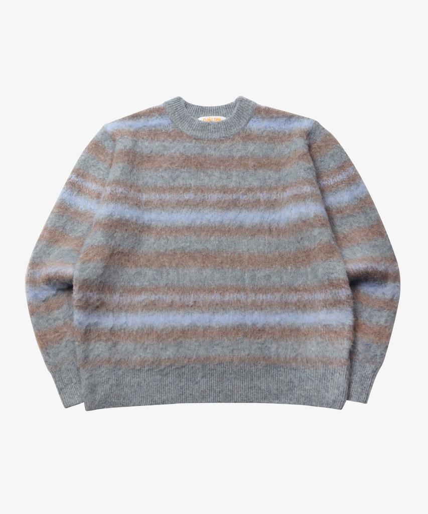 GOLDEN SUNSHINE Wool Stripe Boucle Knit_Blue