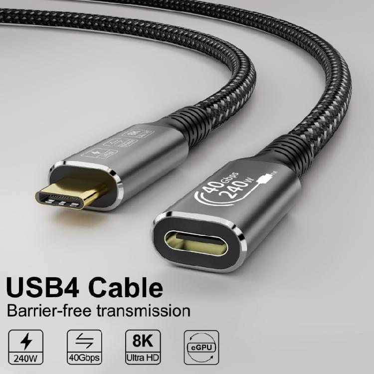 USB4.0 Extension Cable 240W 8K USB C 40Gbps Data Transmission Cable 8K@60Hz Video Cable for Smartphone Laptops