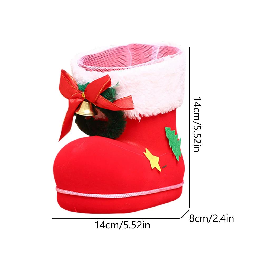 1-6PCS Christmas Candy Bags Red Candy Boots Christmas Bags for Sweets Santa Gift Bag New Year Party Home Christmas Decoration