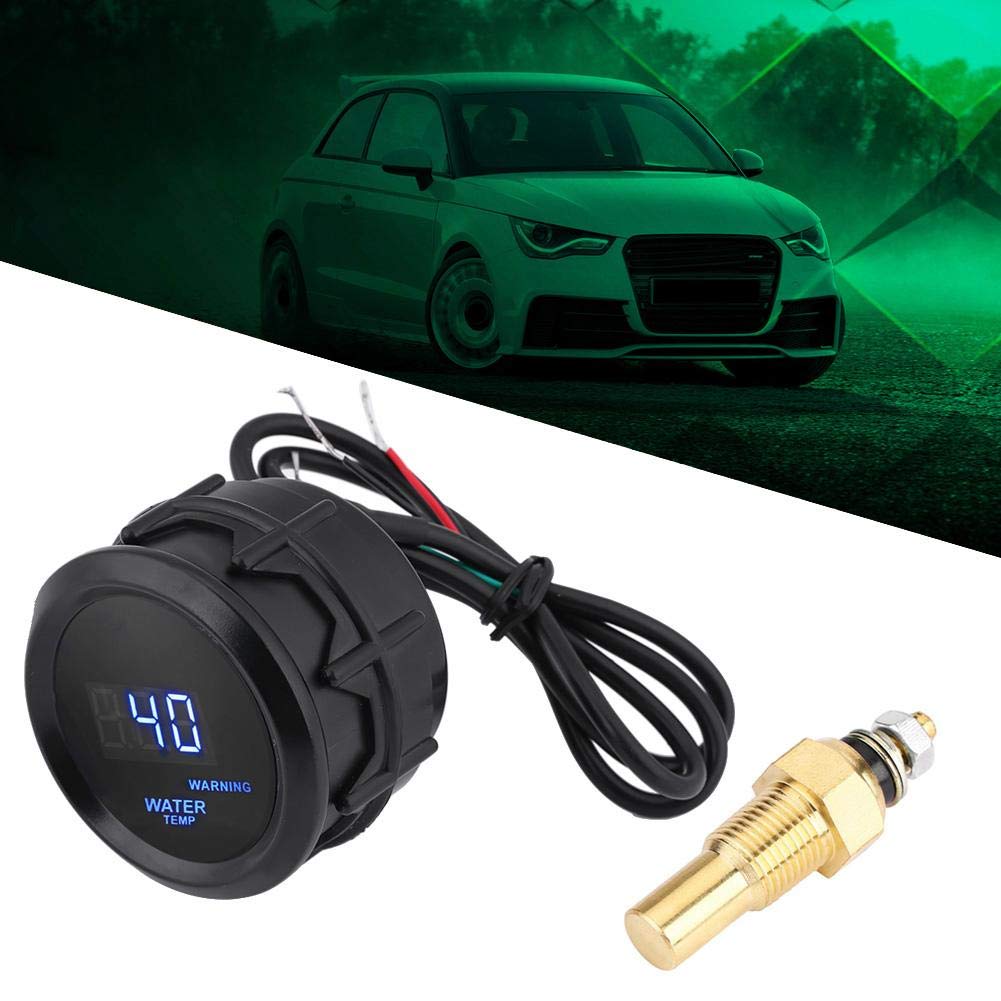 Water Temperature Gauge 52mm Digital Engine Coolant Temperature Monitor with Sensor Kit - Blue LED Display, 2 Inch 12V Universal Fit for Cars,