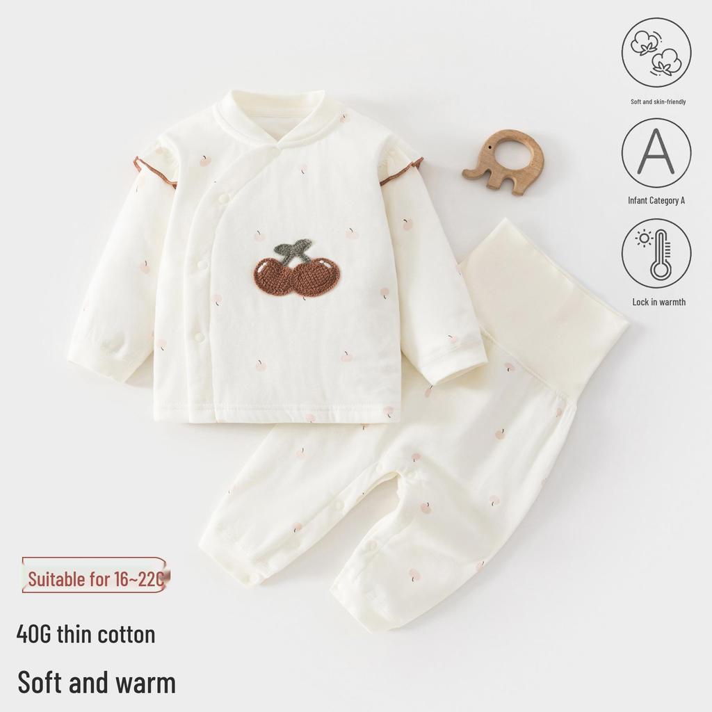 Klasse A Baumwolle Baby Langarm-Oberteil & High-Waist Hose Set, Druckknöpfe, Ganzjahresartikel, Leicht, Neugeborenen Unterwäsche