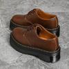 Thick-soled holes Small leather shoes Women's low-top, brown British round head Casual student muffin bottom Short boots