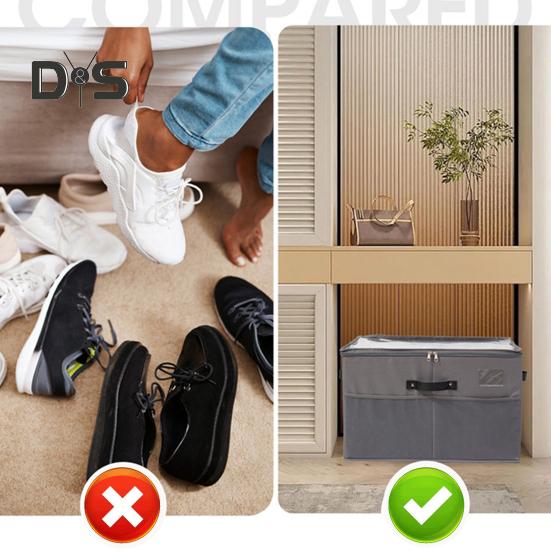 Organizér úložného boxu na boty Více přihrádek Velkokapacitní design rukojeti Nastavitelný vysoký podpatek Úložné boxy na boty s průhledným krytem