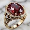 Luxury New Electroplated Gold Jewelry, Inlaid with Red Gemstone Ring European and American Jewelry Women
