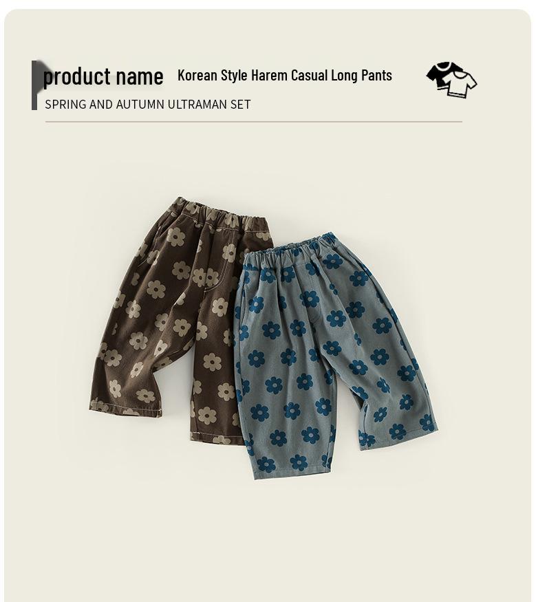 2025 Frühling Kinder Koreanischer Stil Gewaschene Baumwolle Haremshose für Jungen und Mädchen