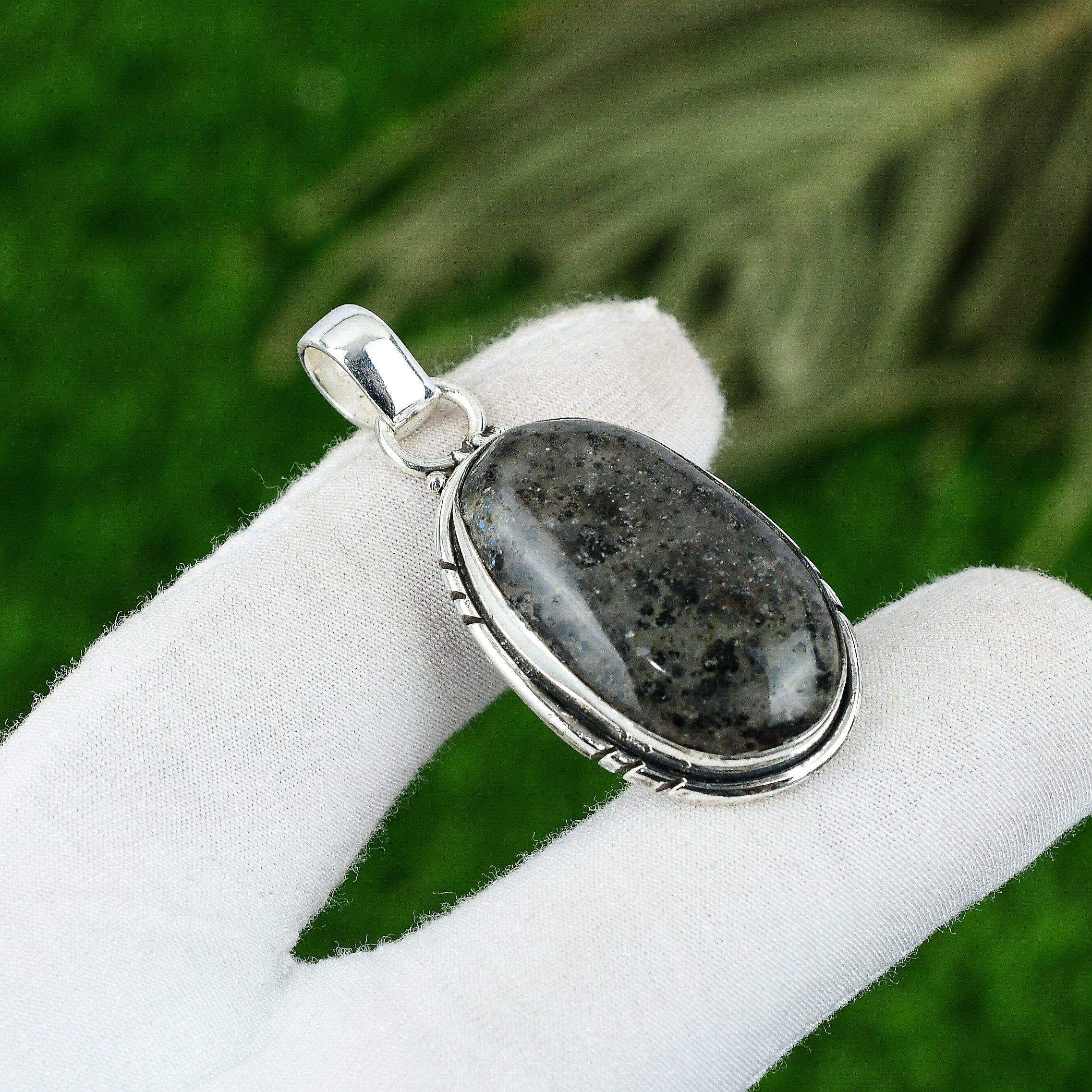 

Natural Black Sunstone Sterling Silver Daughter Bezel Trendy Wedding New Pendant