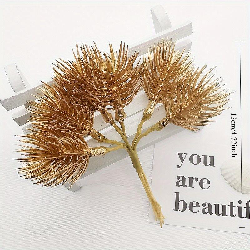 3Pcs Simulation Flower DIY Headdress Accessories Succulent Flocking Iron Leaves Pine Branches for Outdoor Patio Garden Wedding