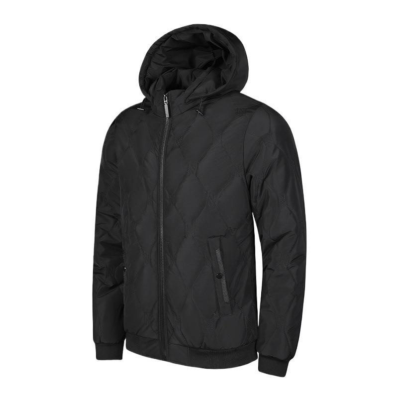 Herren Baumwollmantel Herbst und Winter Neue Warme Jacke Lässig Vielseitig Einfach Einfarbige Abnehmbare Kapuze Herrenjacke