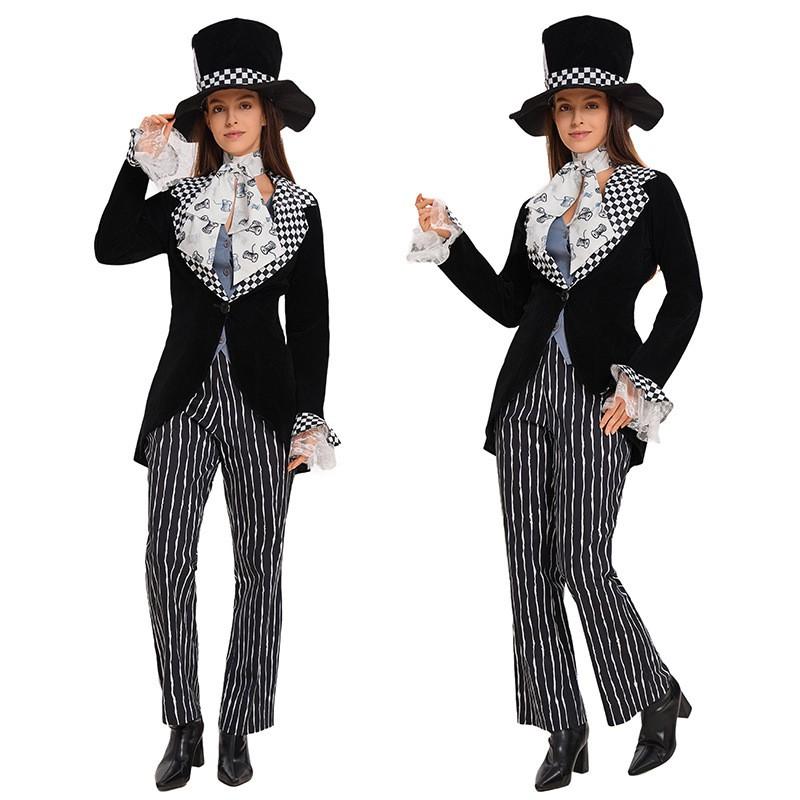 Halloween Alice In Wonderland Mad Hatter Costume Women 2025 Stage Party Cosplay Outfit